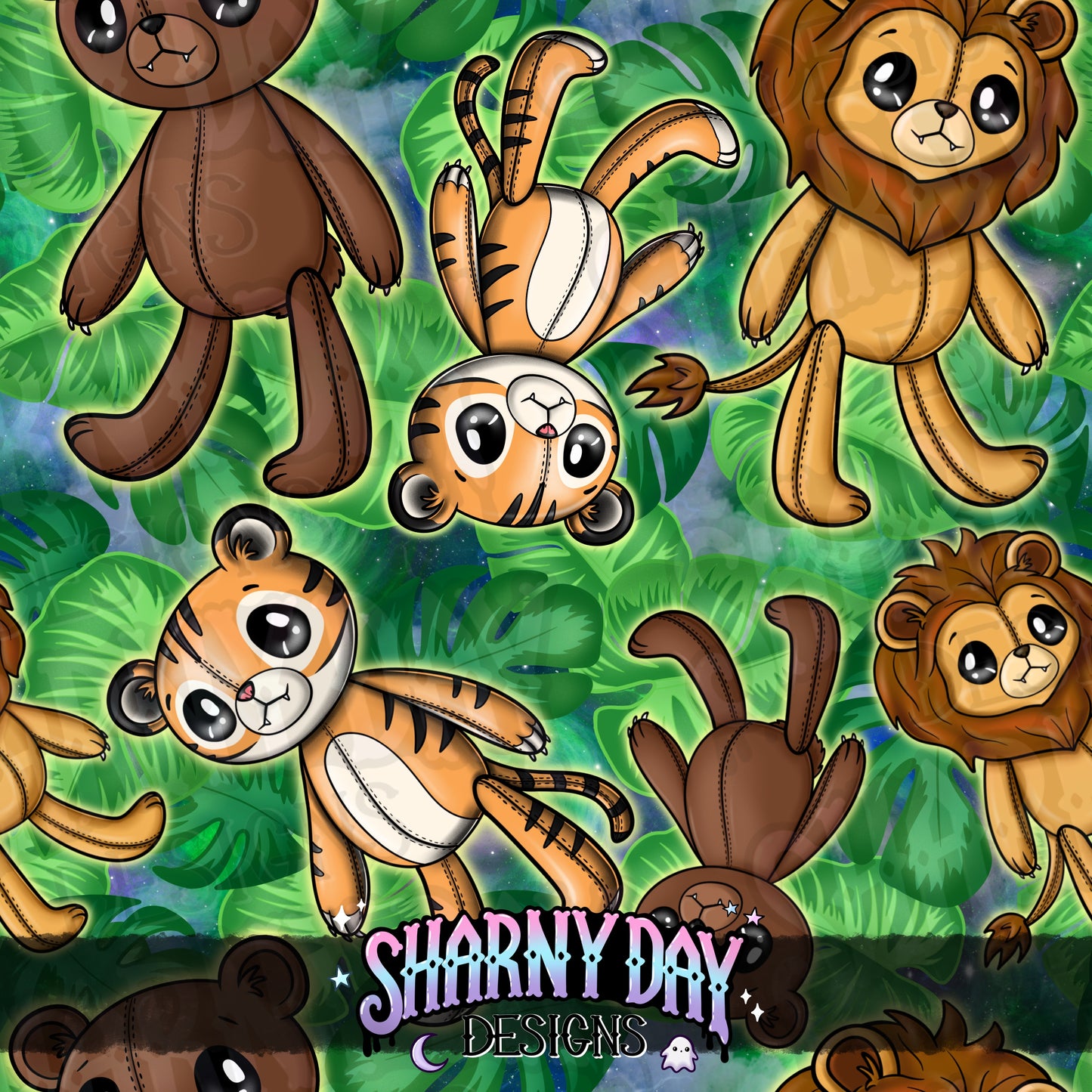 HEXTOBER - Wild Animal Plushies Exclusive Seamless Pattern Design