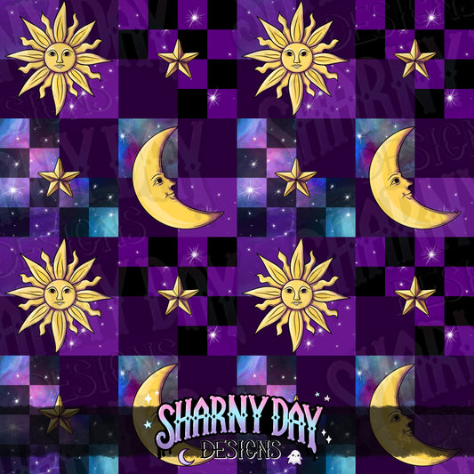 Sun & Moon Checks non-exclusive Seamless Pattern Design