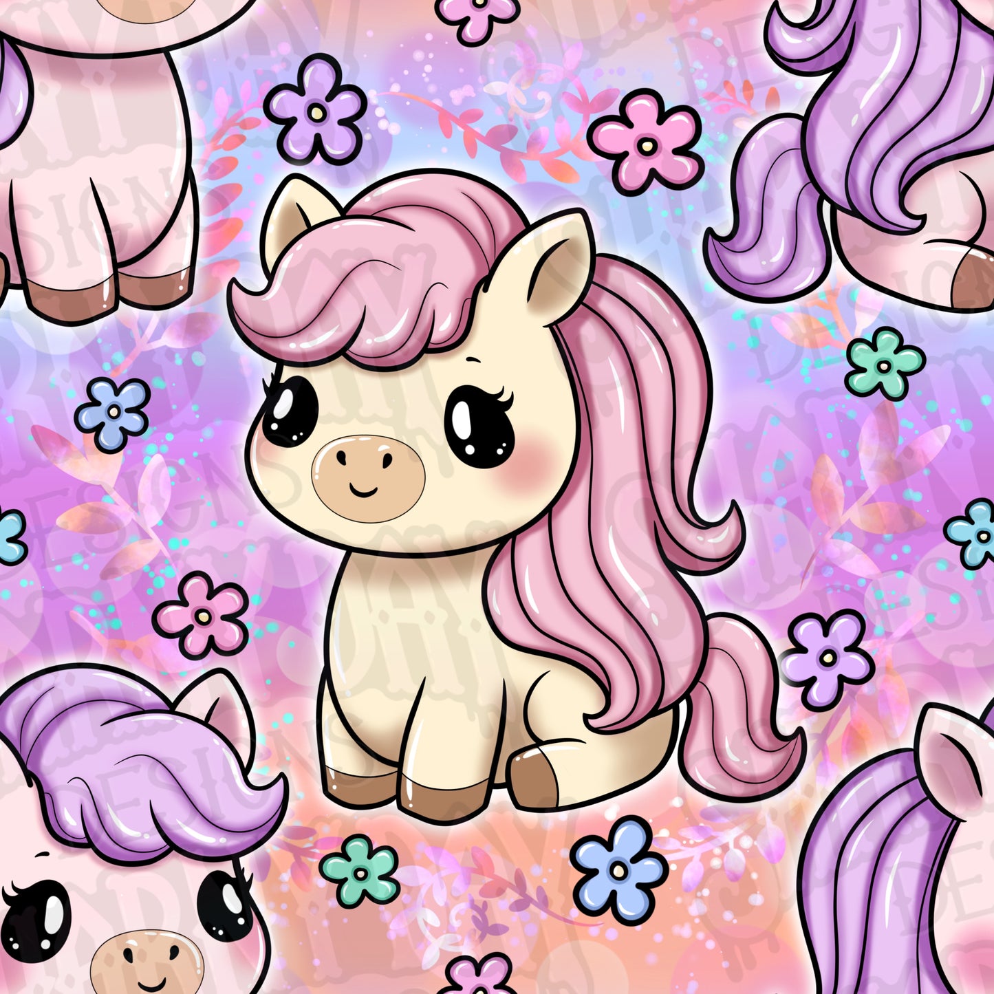 Kawaii Pony Exclusive Seamless Pattern Design