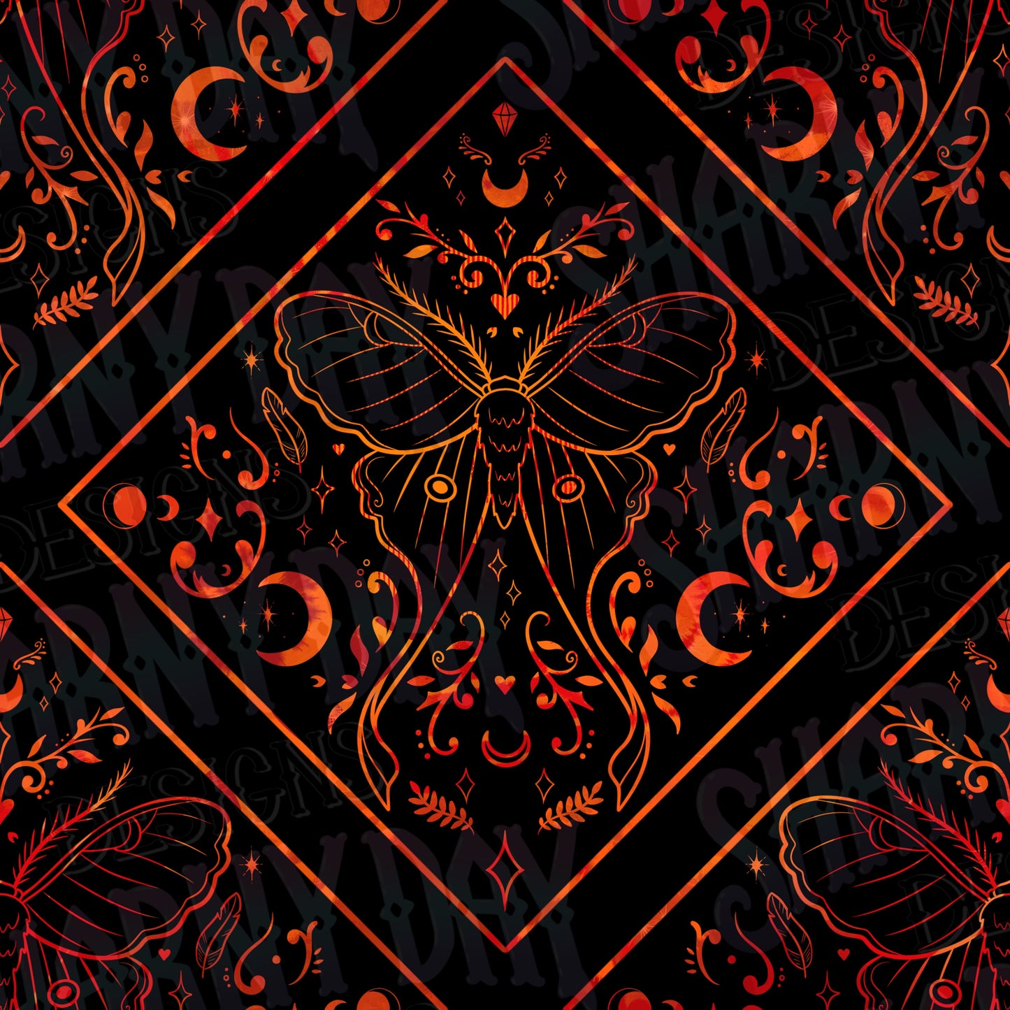 Luna Moth Lines Exclusive Seamless Pattern Design