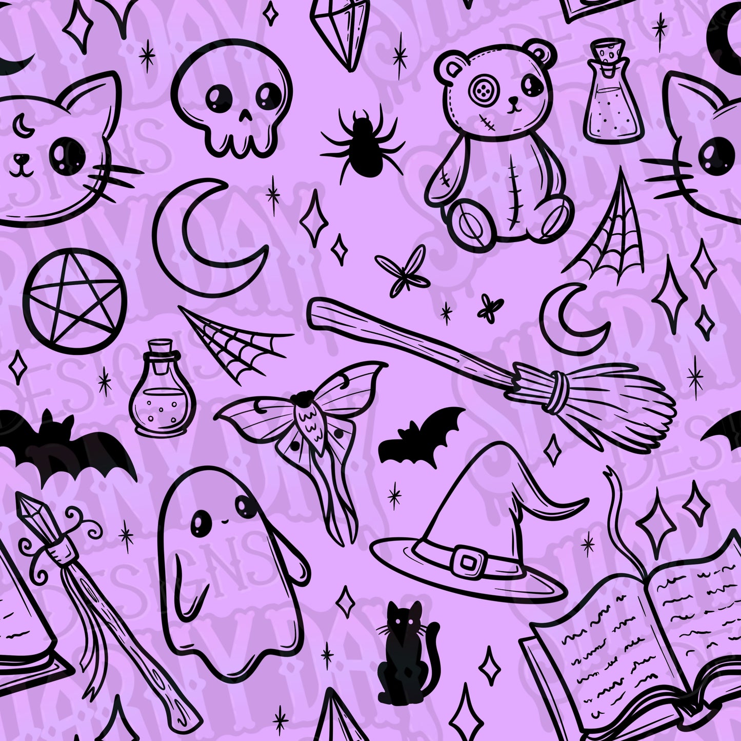 Spoopy Doodles non-exclusive Seamless Pattern Design