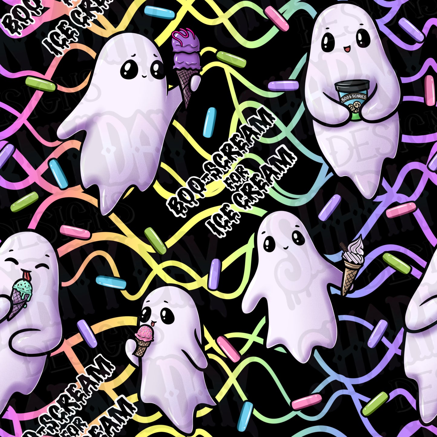 Boo-Scream for Ice Cream Exclusive Seamless Pattern Design