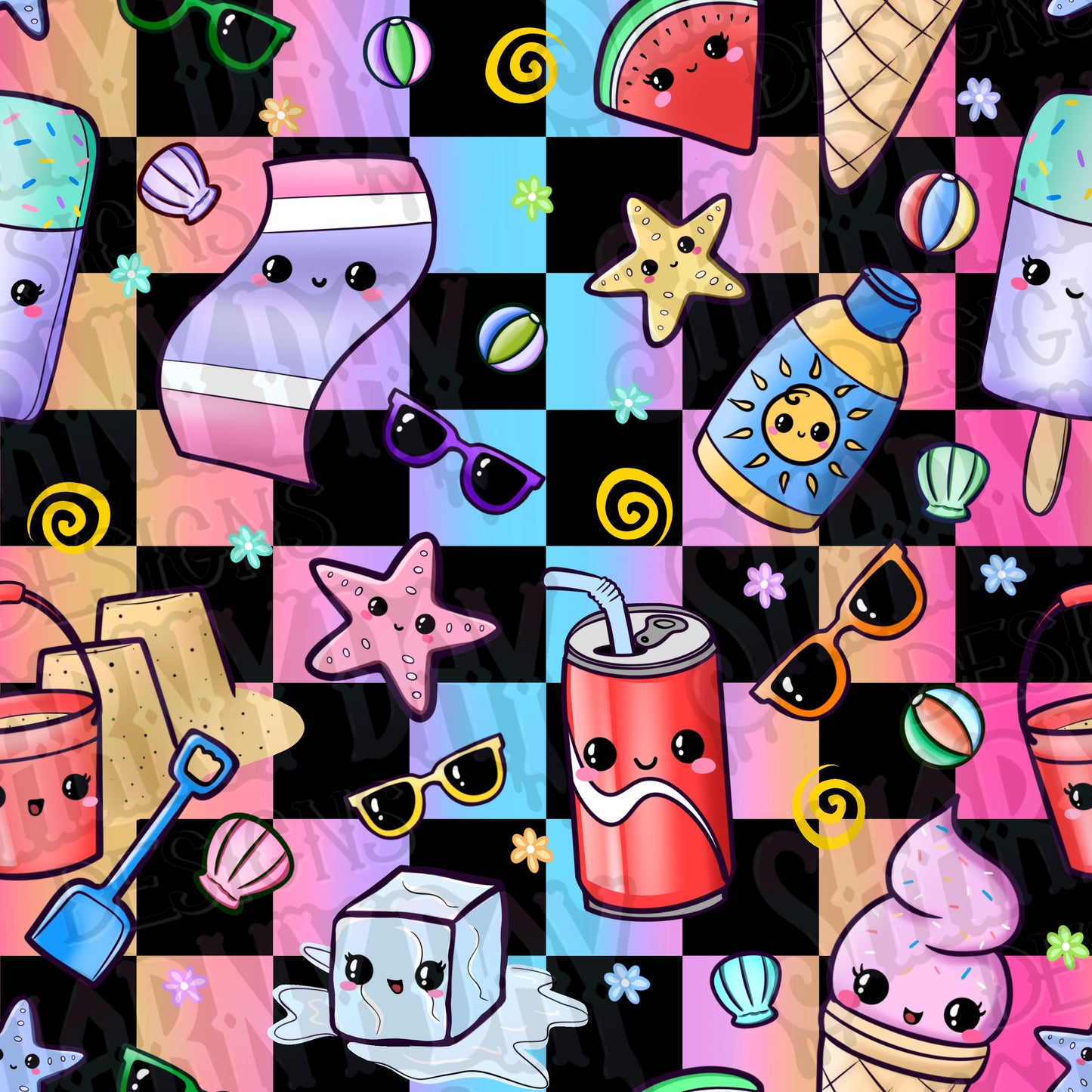 Kawaii Summer Exclusive Seamless Pattern
