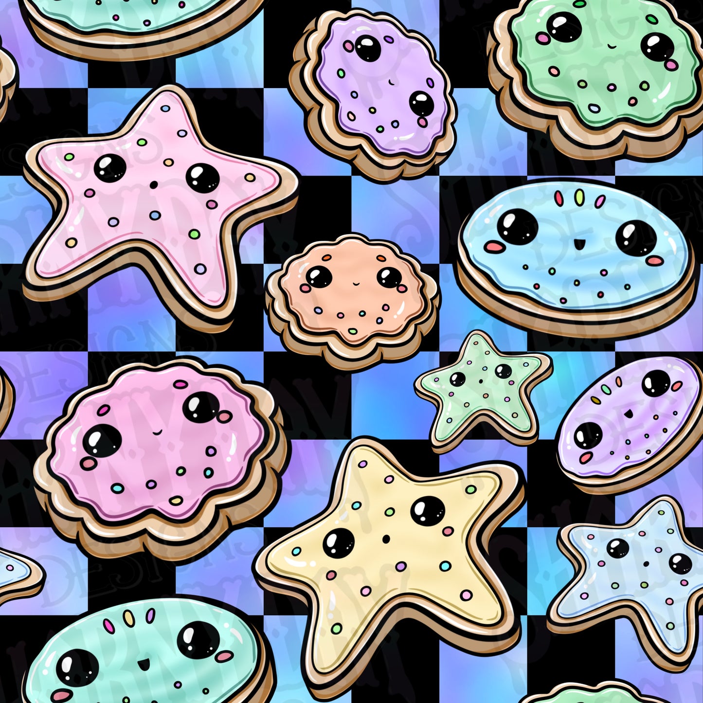 Kawaii Sugar Cookies Exclusive Seamless Pattern Design