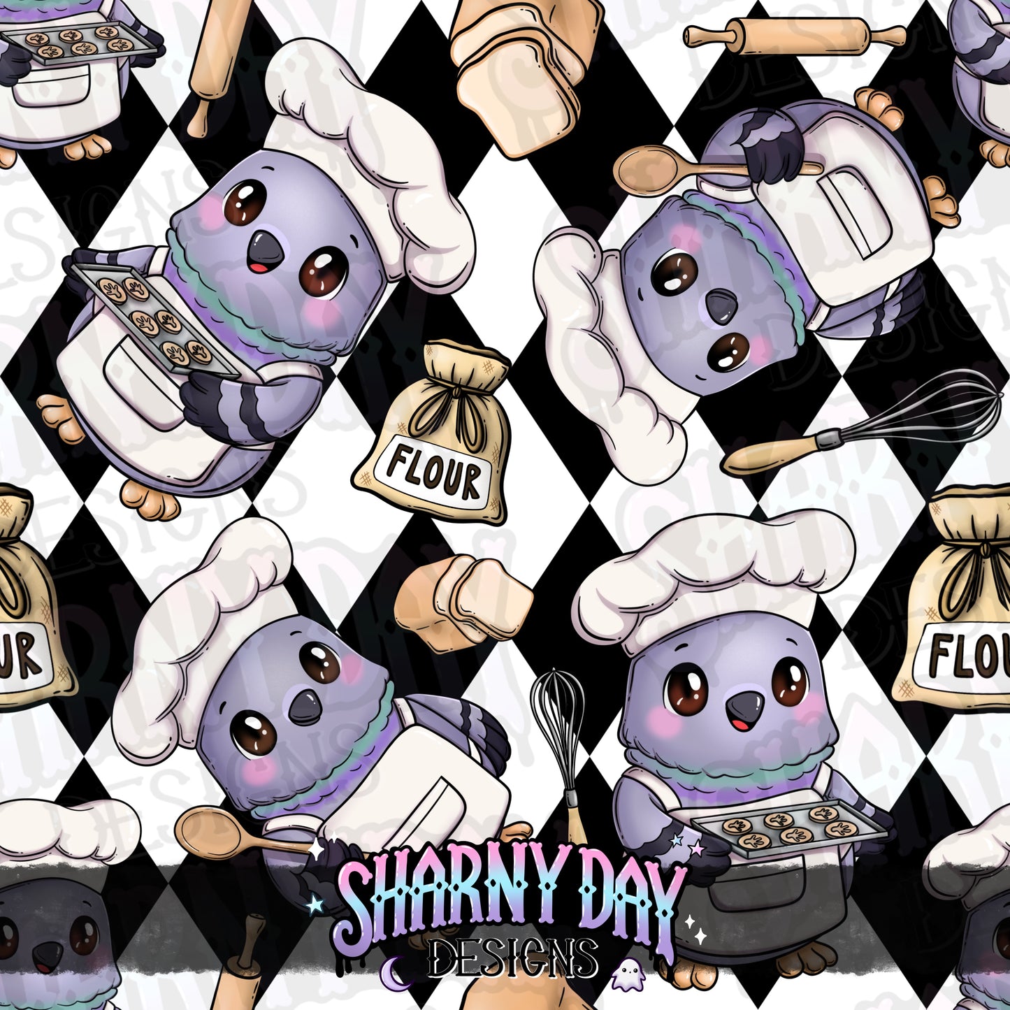 Baker Pigeon Exclusive Seamless Pattern Design
