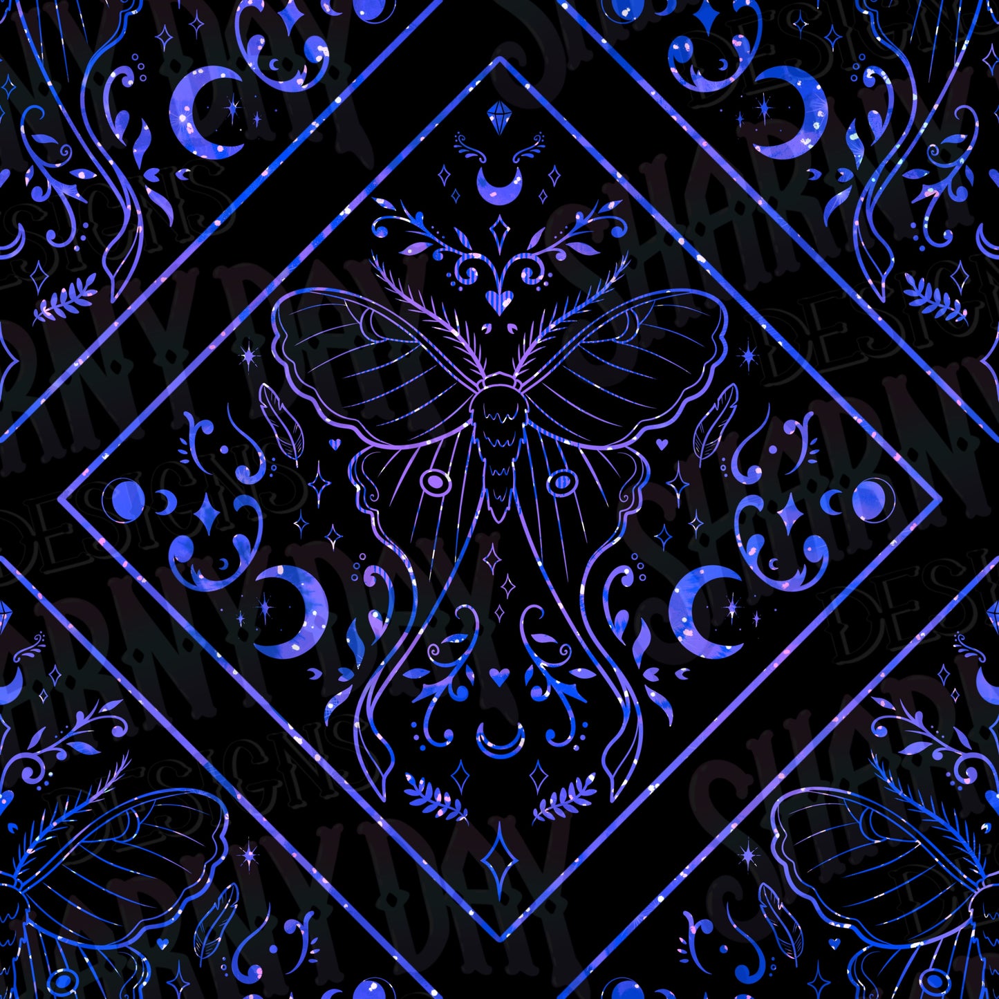 Luna Moth Lines Exclusive Seamless Pattern Design