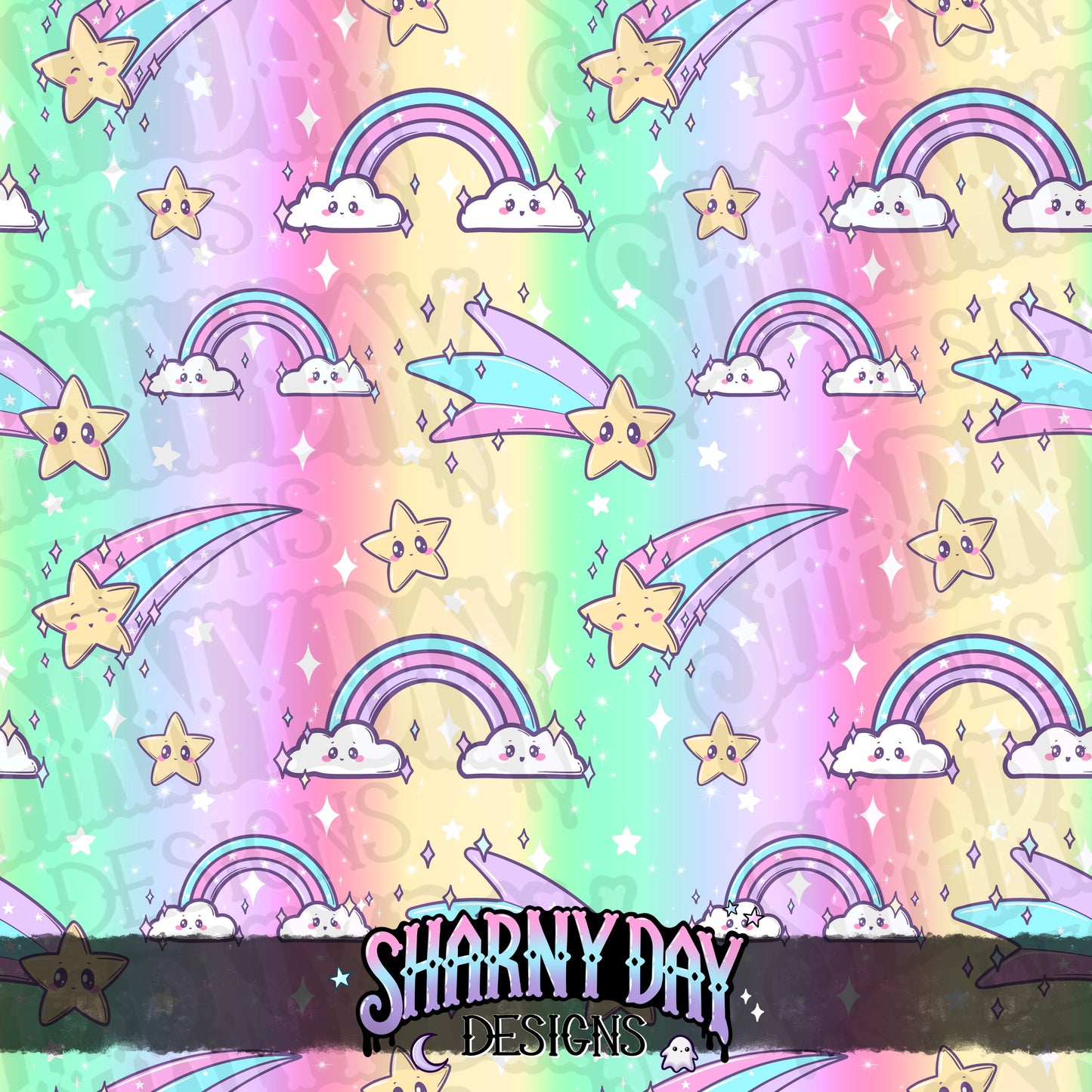 Rainbows & Shooting Stars - Exclusive Seamless Pattern Design
