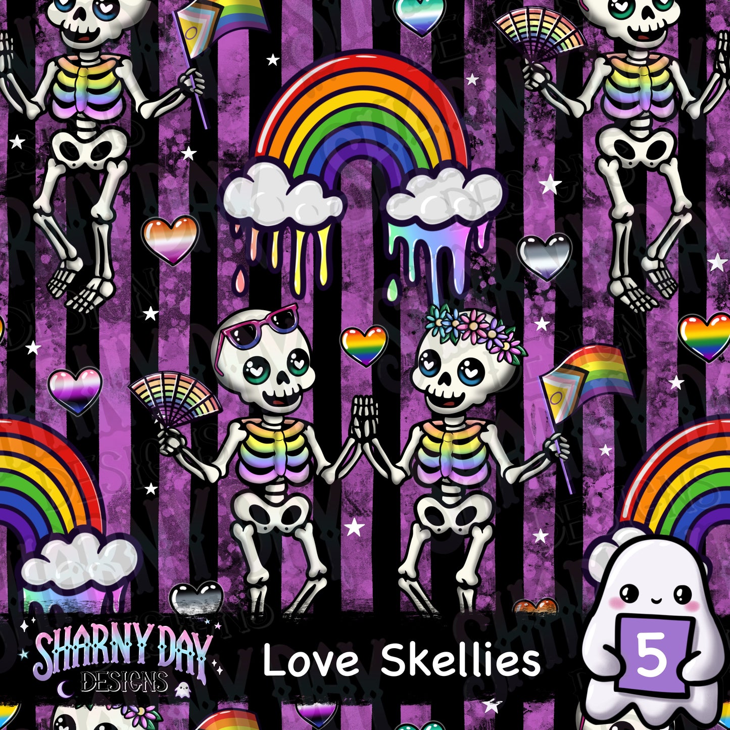 Love Skellies Limited Exclusive Seamless Pattern