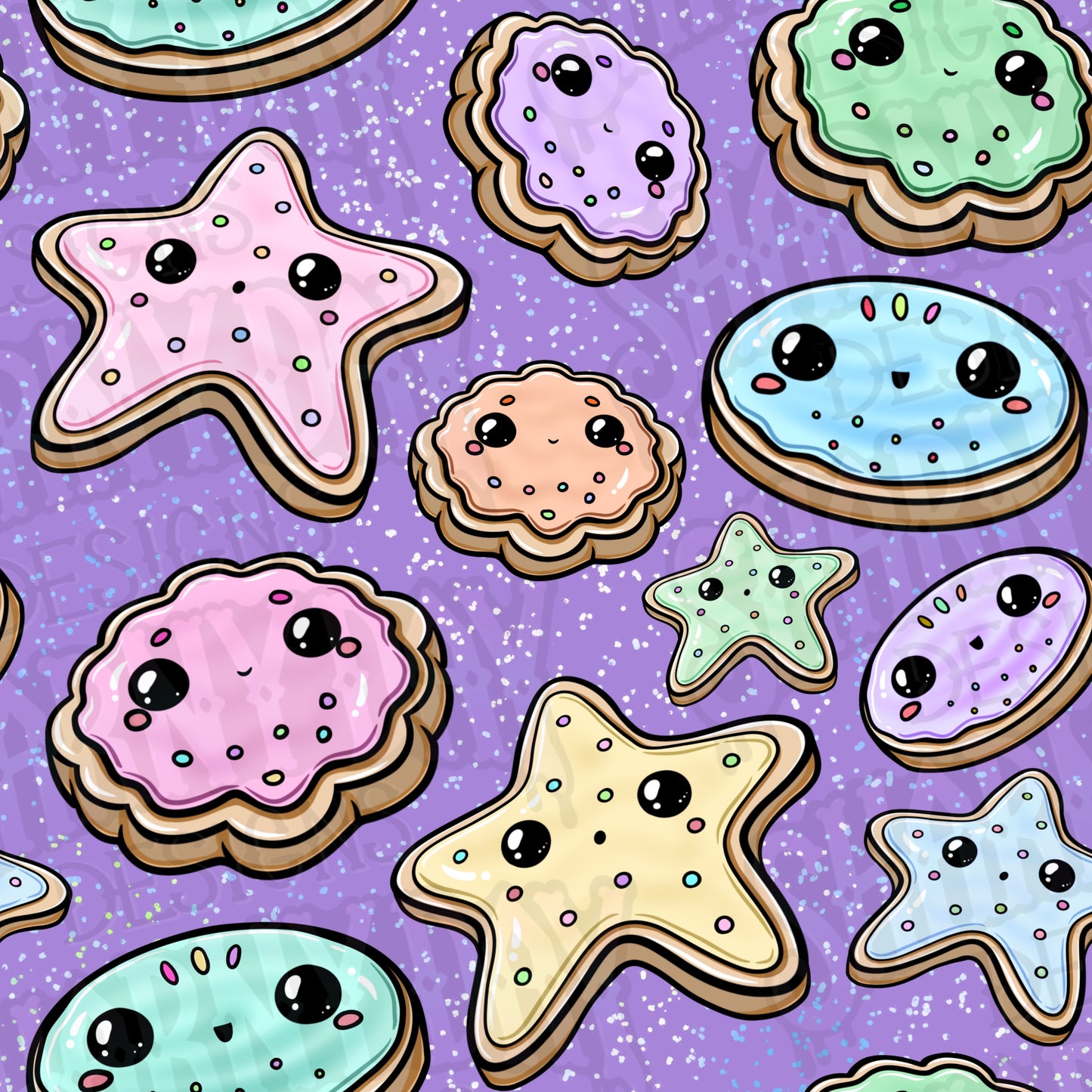 Kawaii Sugar Cookies Exclusive Seamless Pattern Design