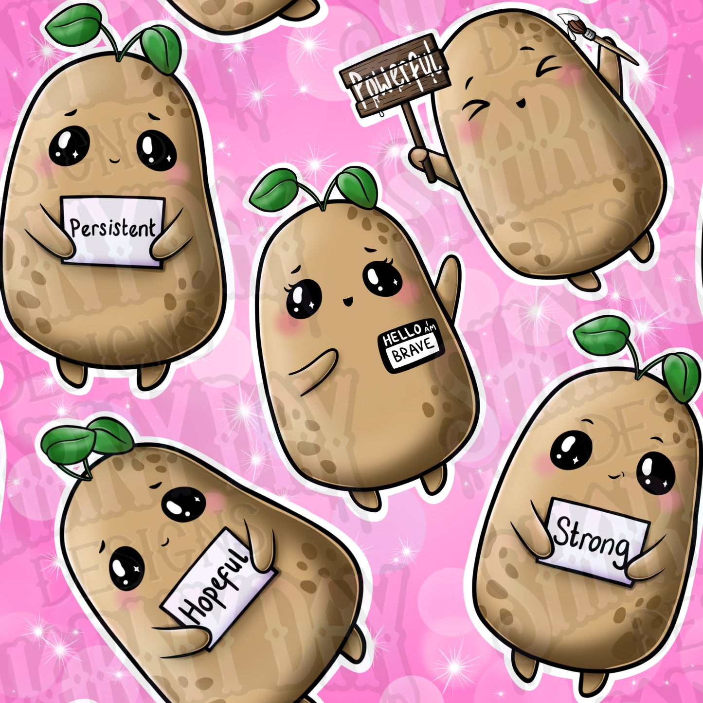 Posi-potato Exclusive Seamless Pattern Design - 2 Wording Variations Per Purchase!