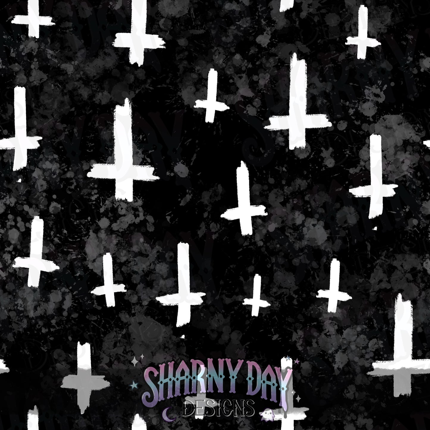 Mono Grunge Crosses non-exclusive Seamless Pattern Design