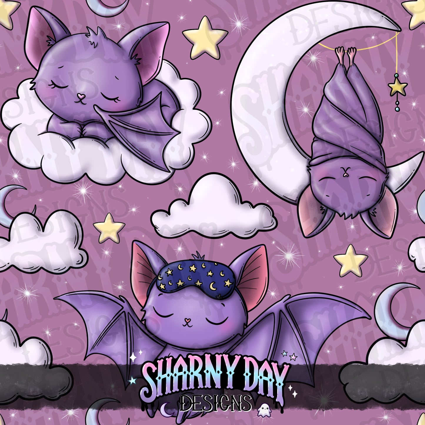 Dreamy Bats Exclusive Seamless Pattern Design