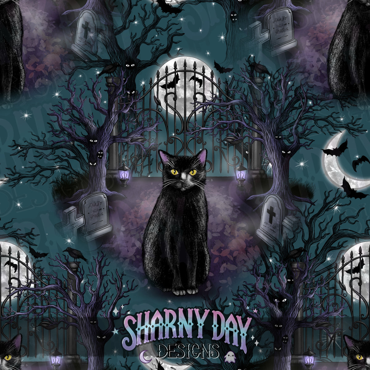HEXTOBER - In the Cemetery non-exclusive Seamless Pattern Design