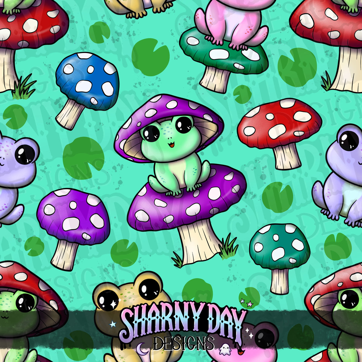 HEXTOBER - This Frog is a Fungi - Exclusive Seamless Pattern Design