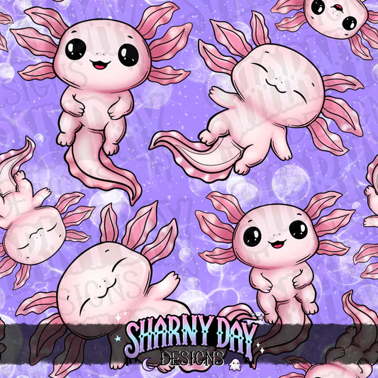 Kawaii Axolotls Exclusive Seamless Pattern Design