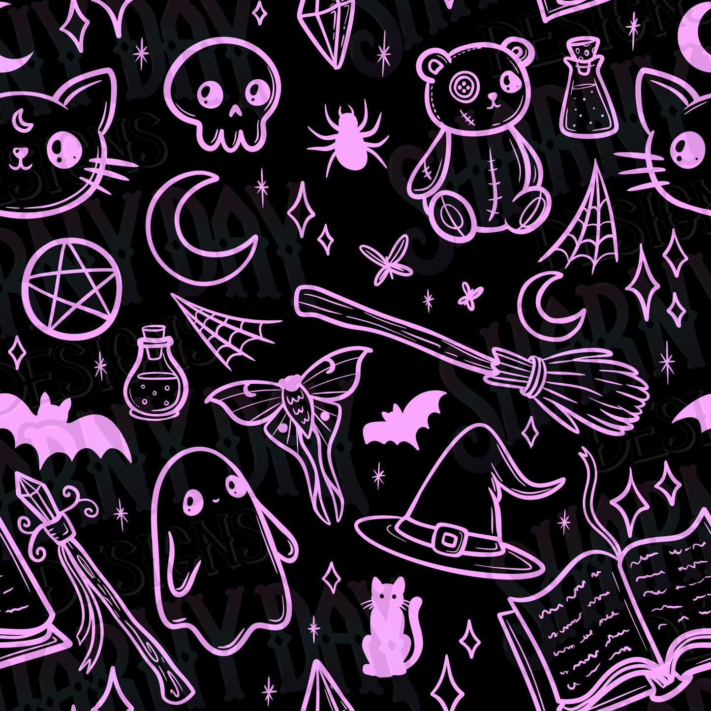 Spoopy Doodles non-exclusive Seamless Pattern Design