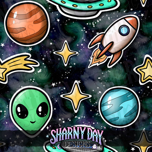 Space Stickers Exclusive Seamless Pattern Design