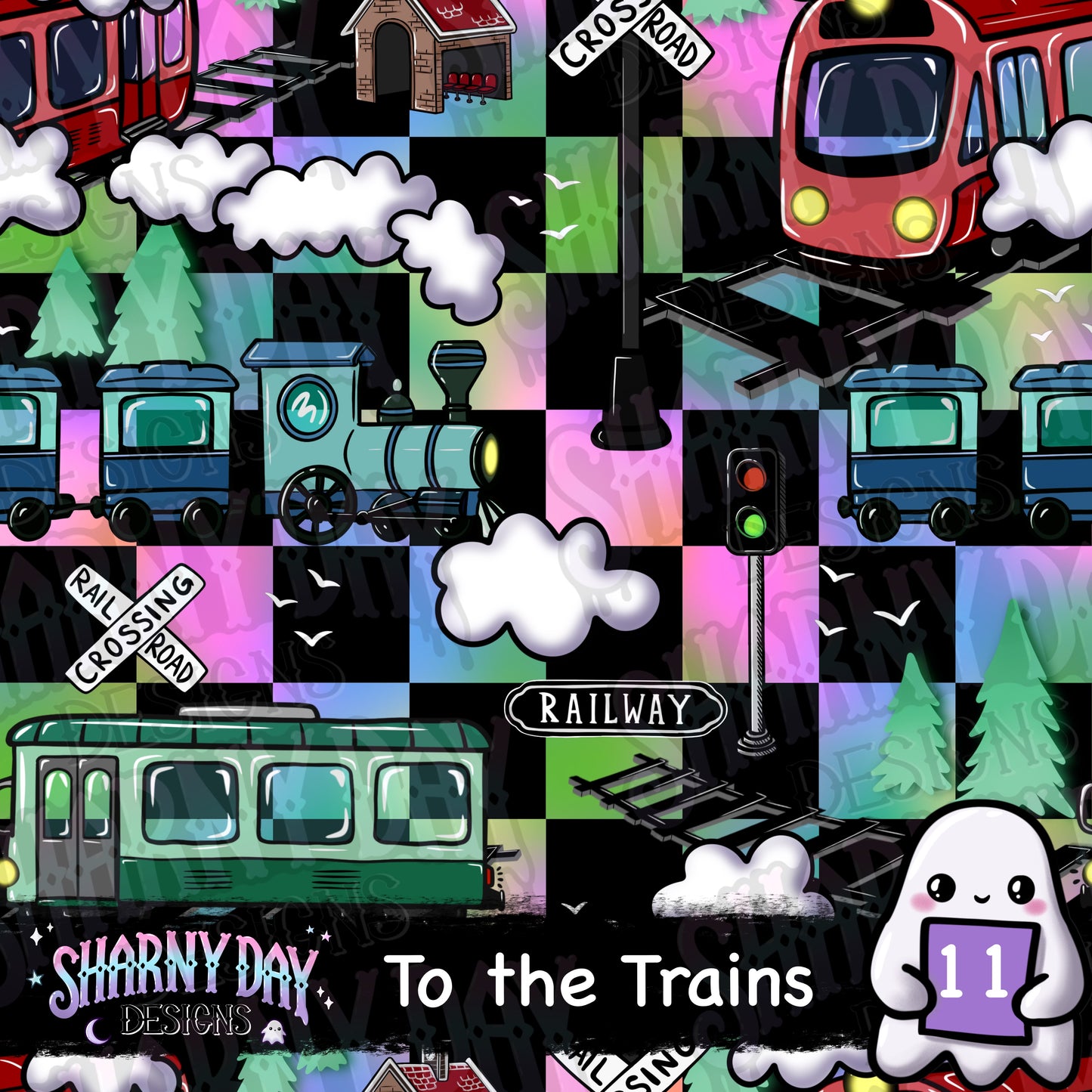 To the Trains Exclusive Seamless Pattern