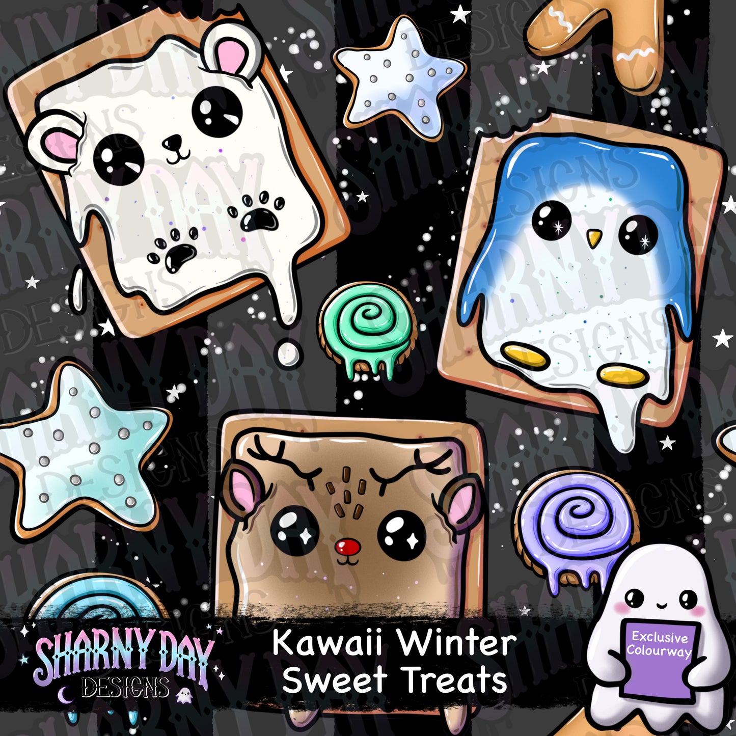 Kawaii Festive Sweet Treats Exclusive Seamless Pattern Desig