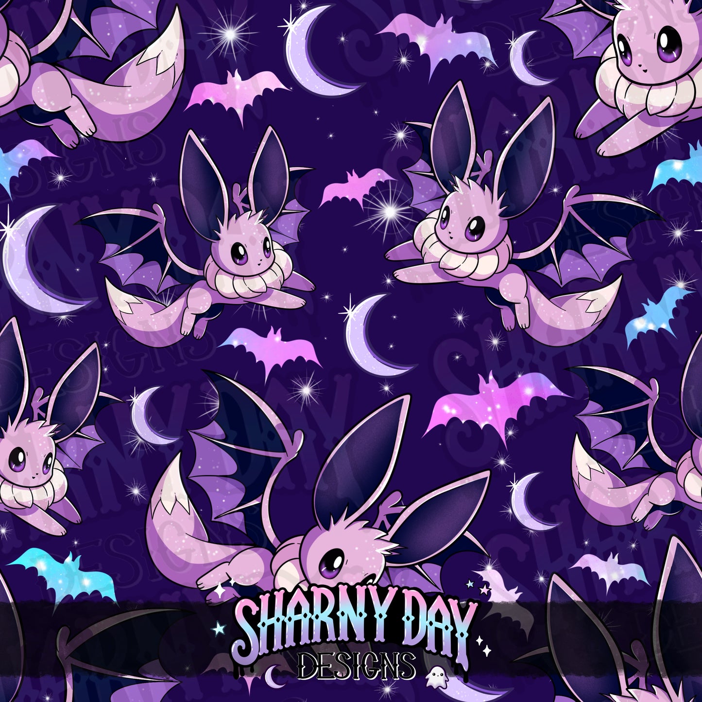 Eevee Bat non-exclusive Seamless Pattern Design