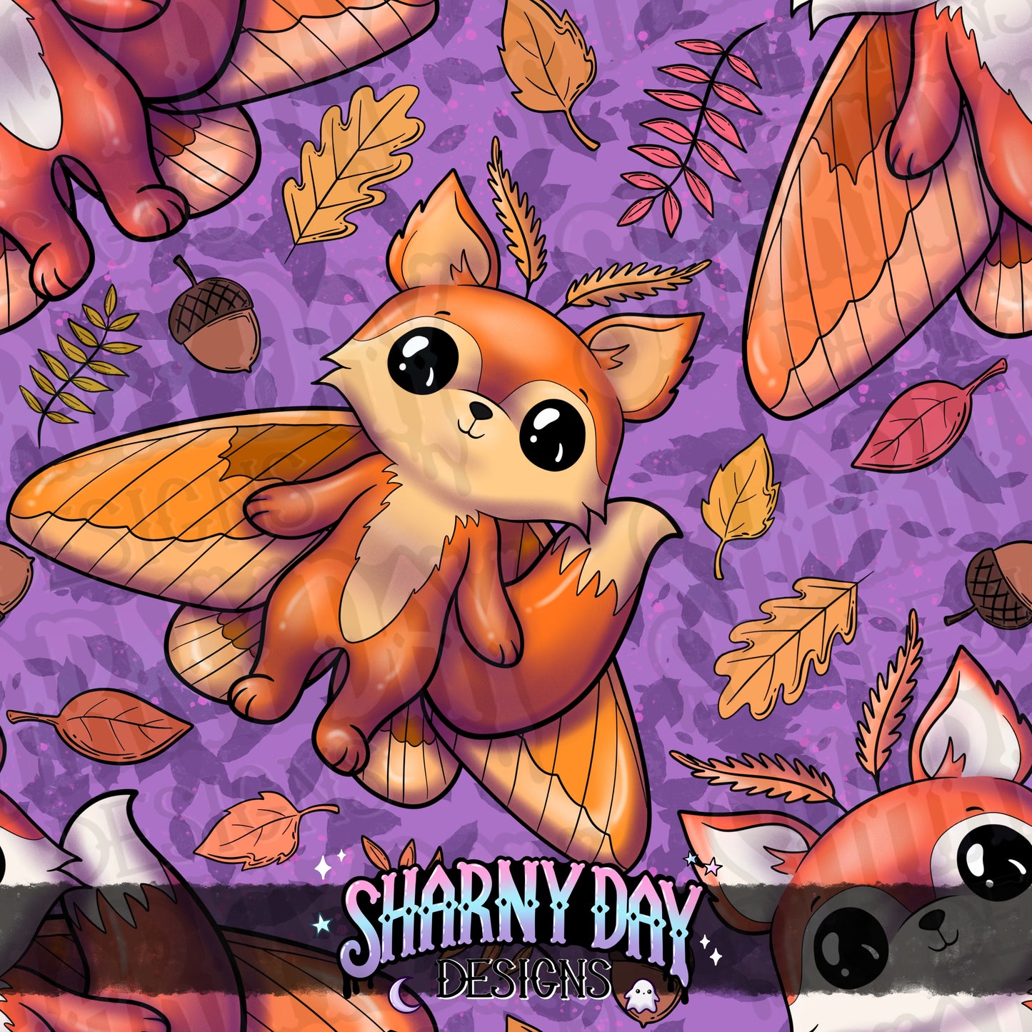 Kawaii Fox Moth Exclusive Seamless Pattern Design