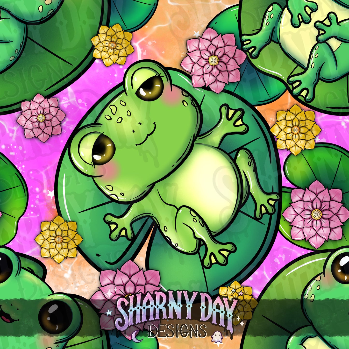 Summer Froggies Exclusive Seamless Pattern Design