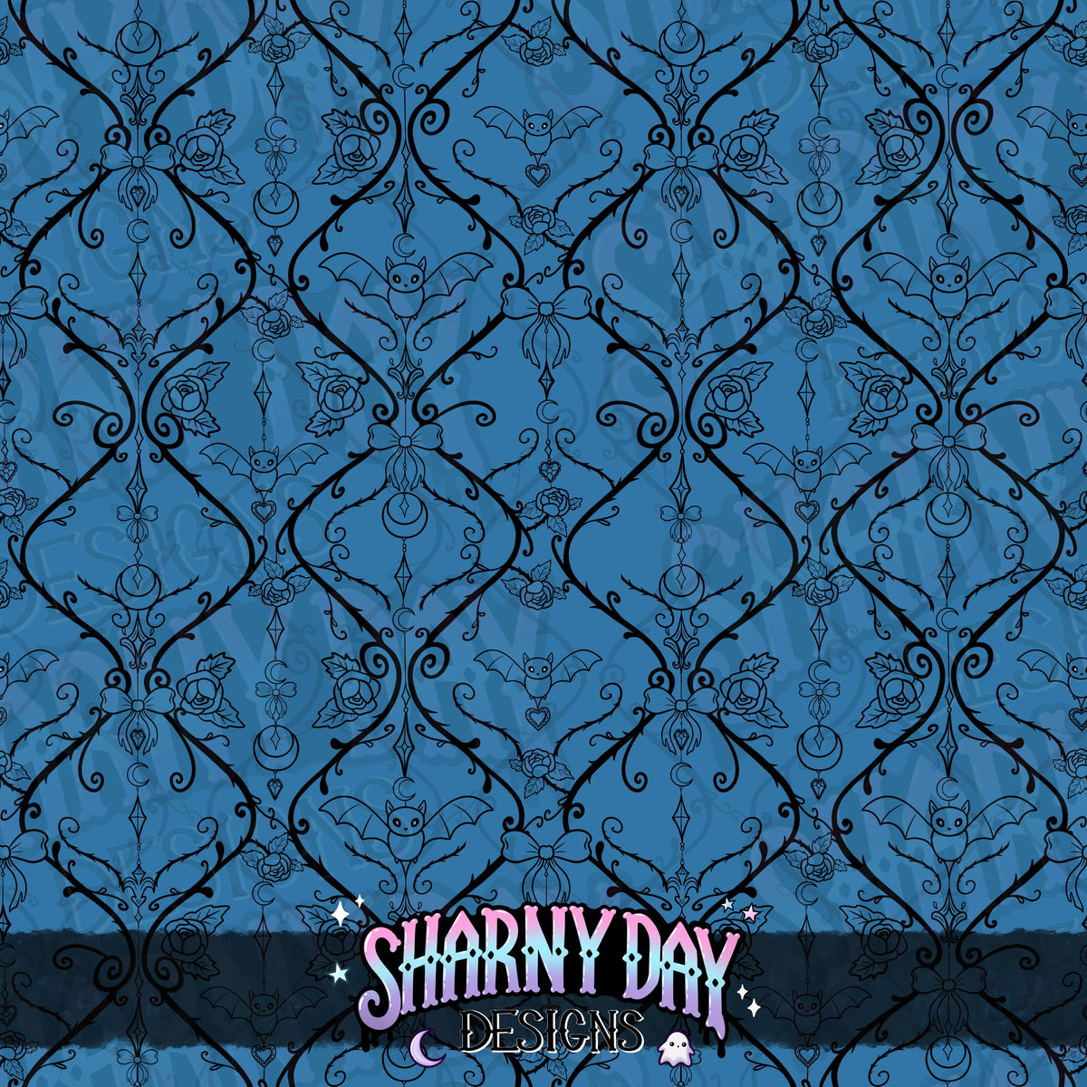 HEXTOBER - Gothic Bats and Bows (lattice) - non-exclusive Seamless Pattern Design