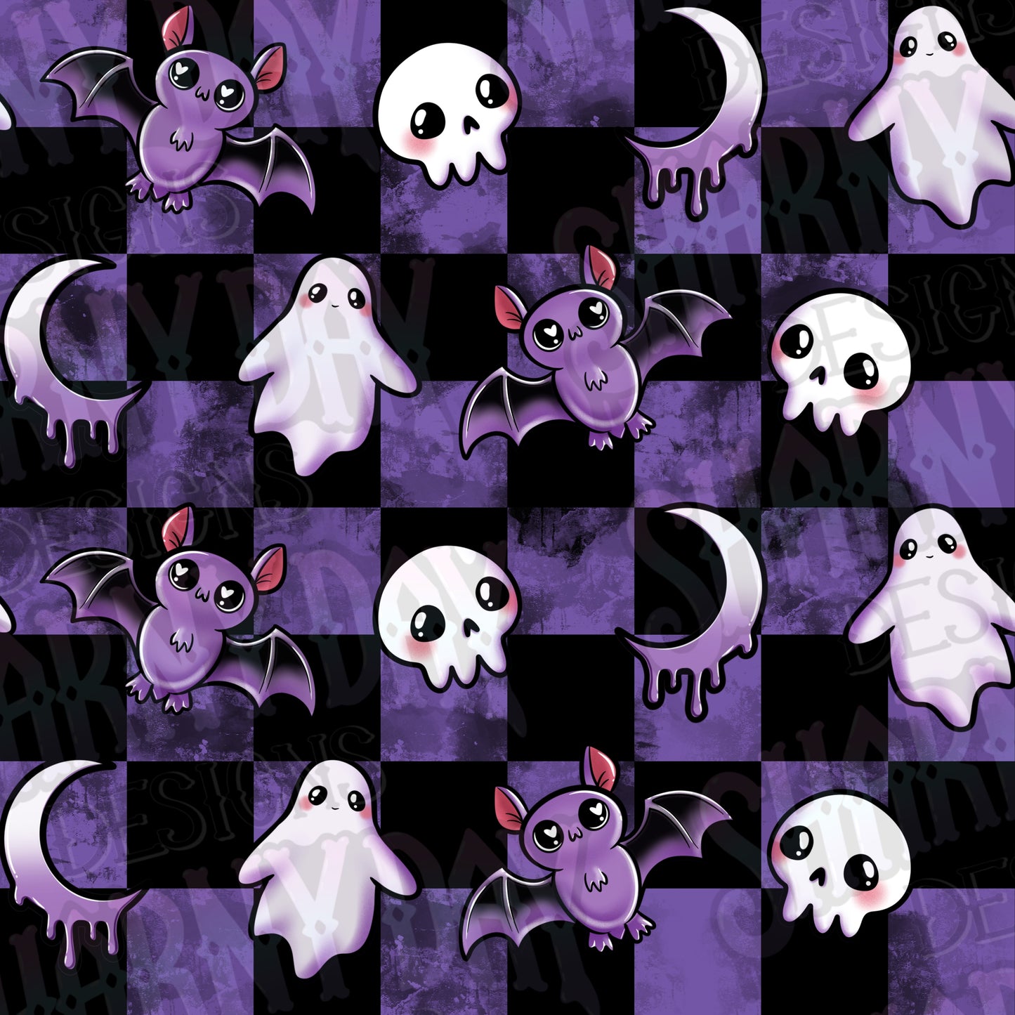 Spoopy Kawaii Motifs Non-exclusive Seamless Patterns - Bundle of 10 Coords