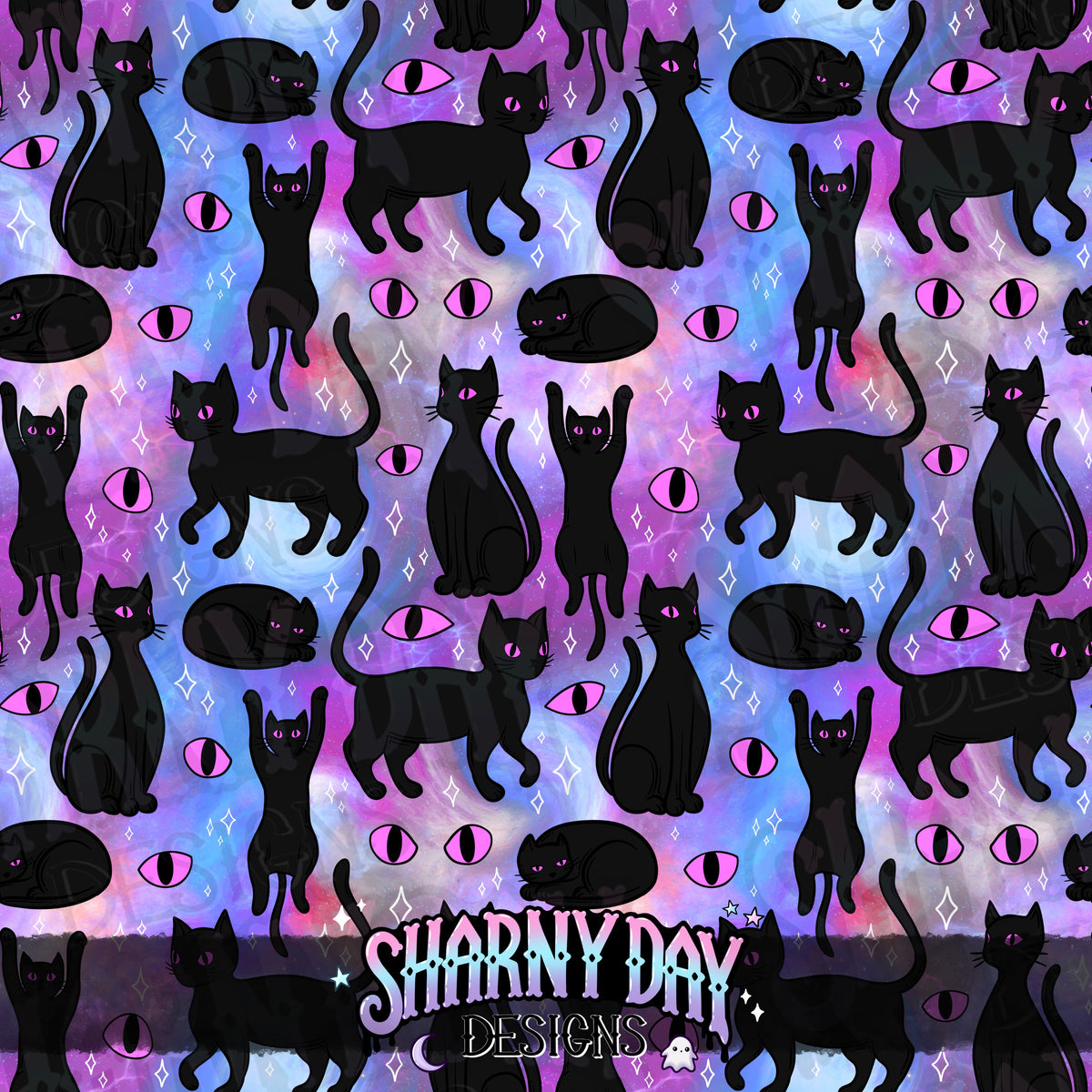 MOXTOBER - Black Cats (Shadow) - Limited Seamless Pattern Design