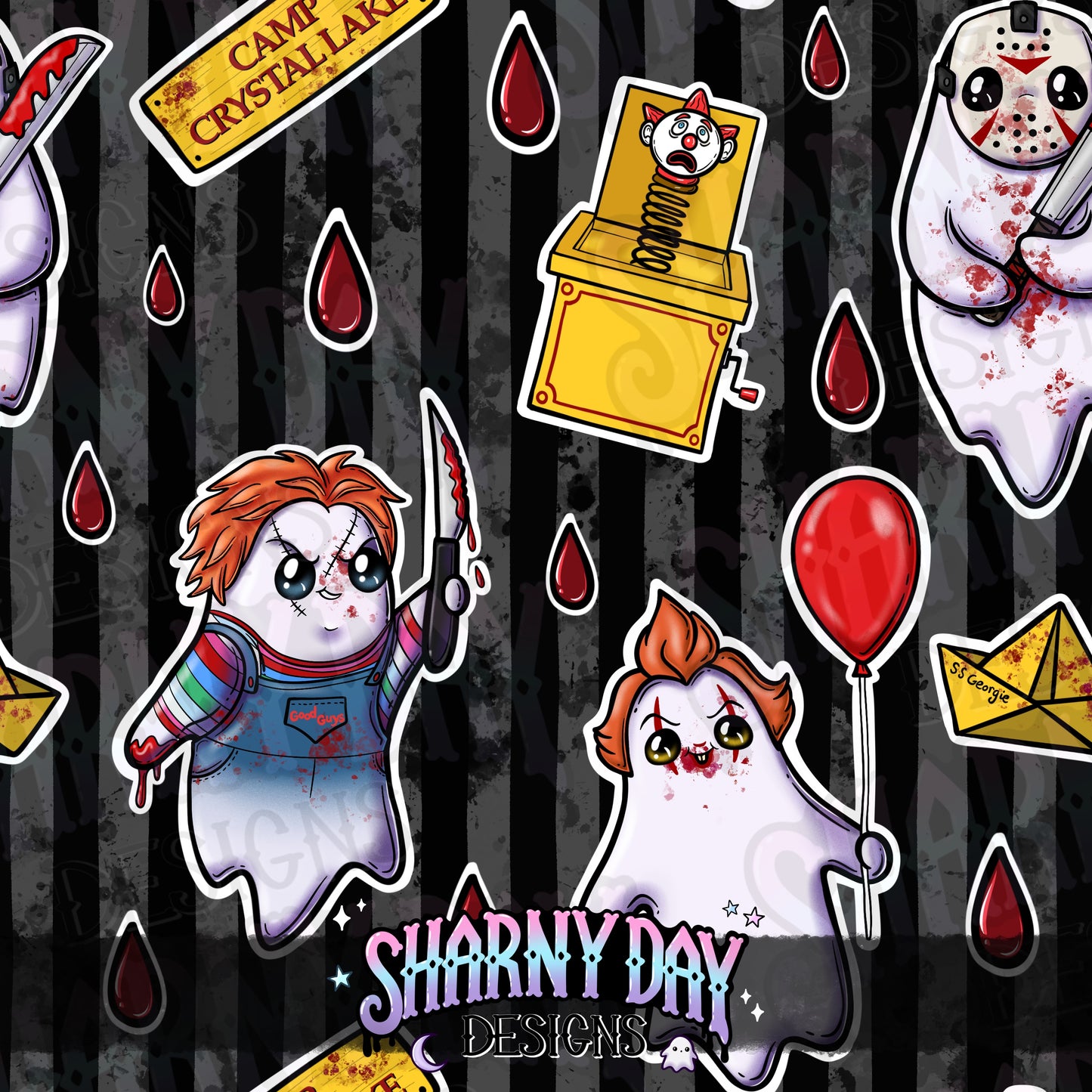 HEXTOBER - Horror Ghosties Exclusive Seamless Pattern Design