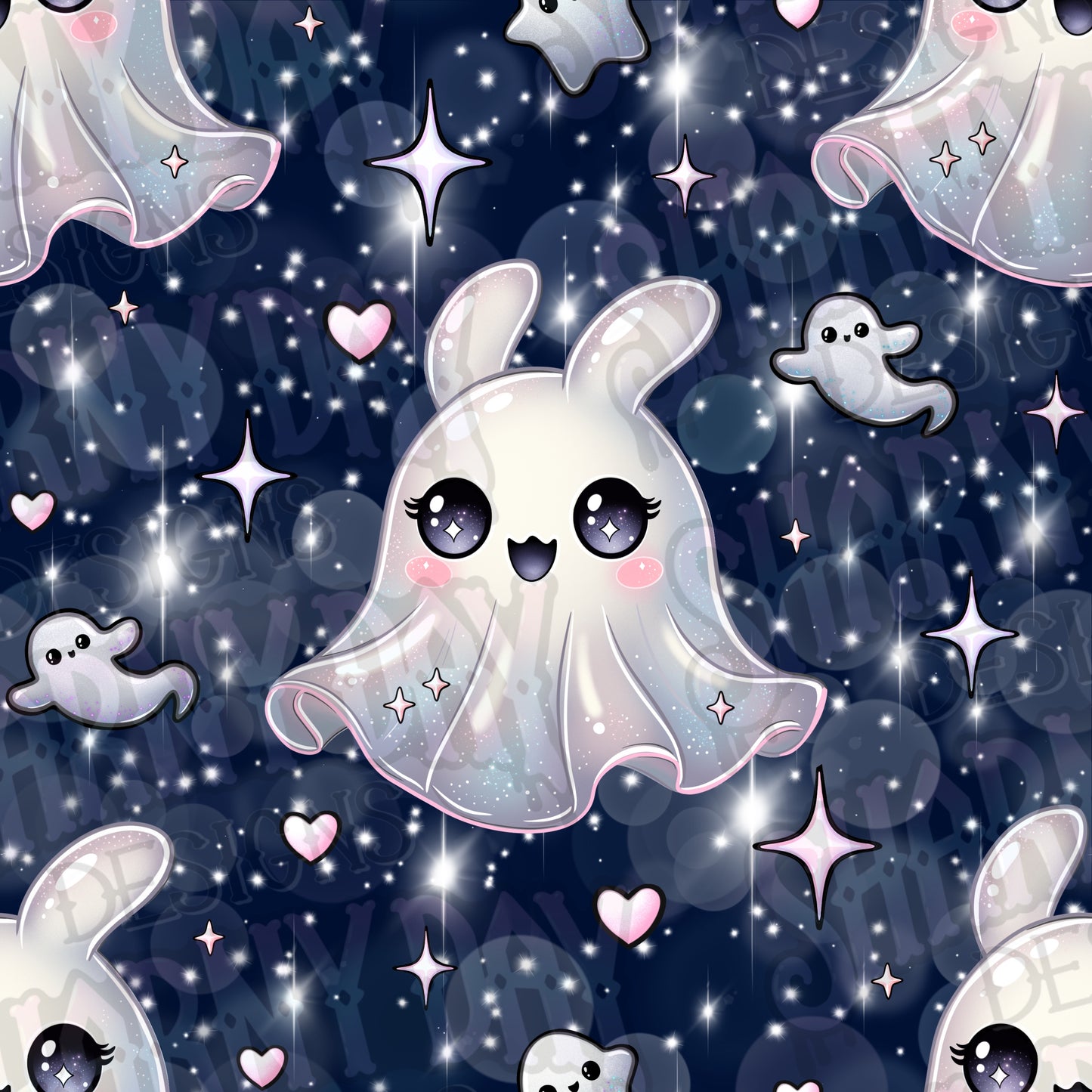 Kawaii Ghost Bunny Exclusive Seamless Pattern Design