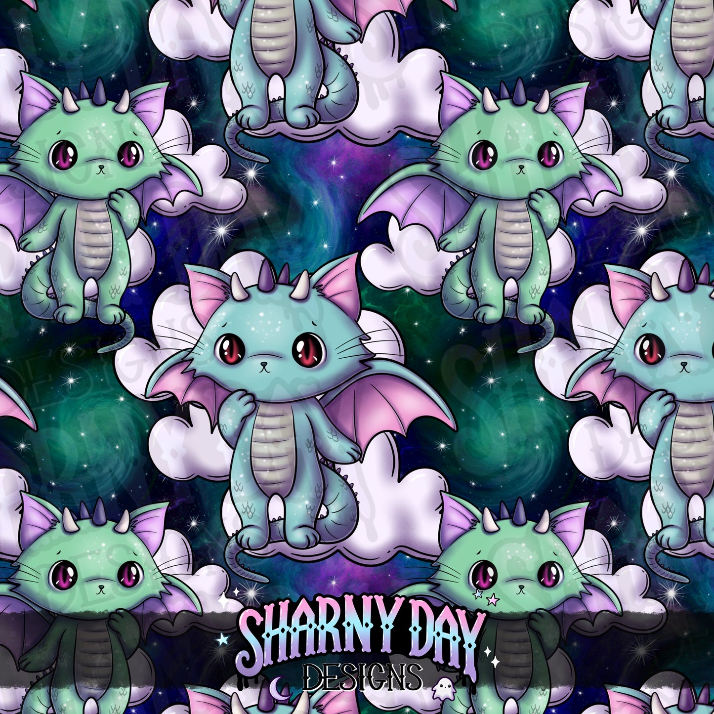 Dragon Kitty - Exclusive Seamless Pattern Design