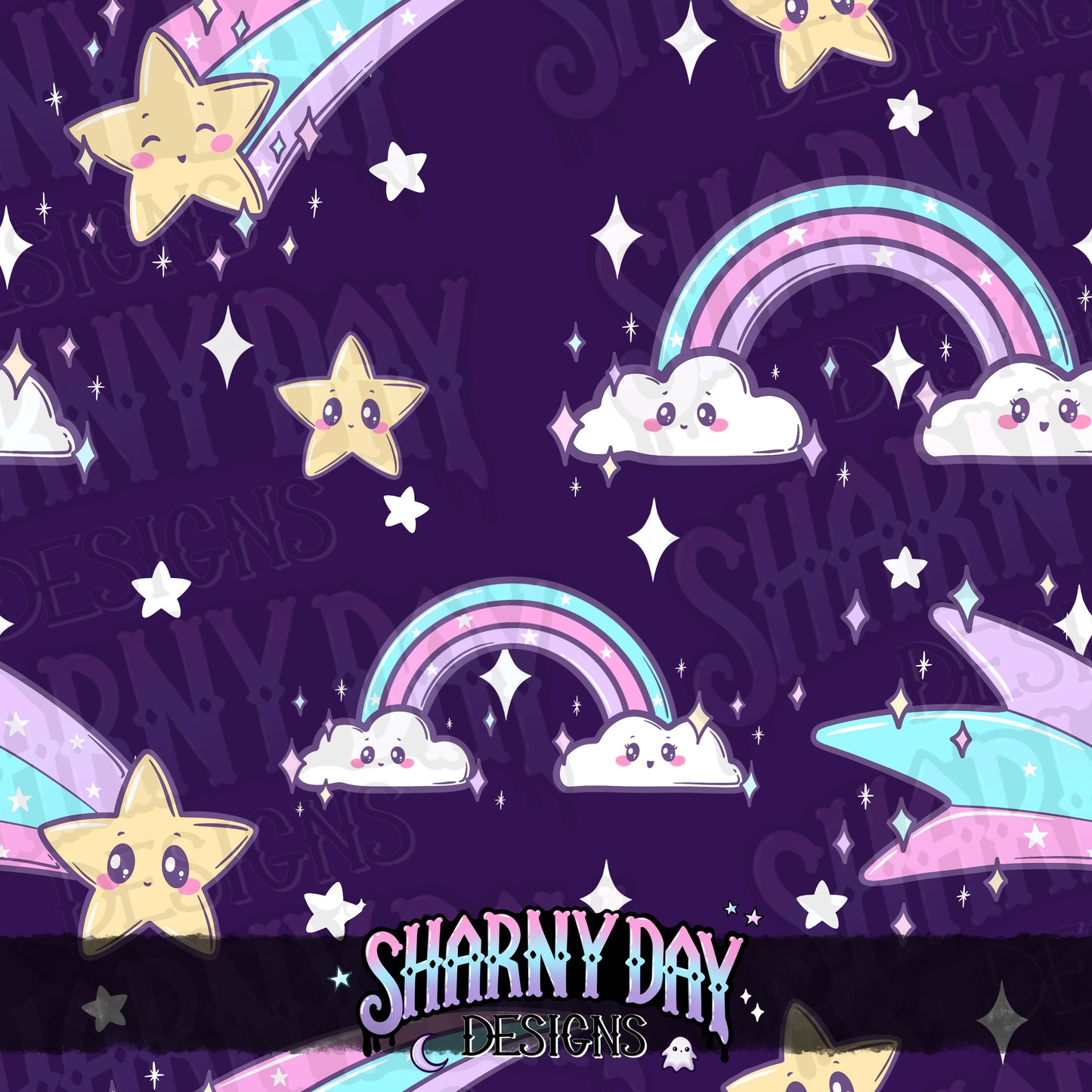 Rainbows & Shooting Stars - Exclusive Seamless Pattern Design