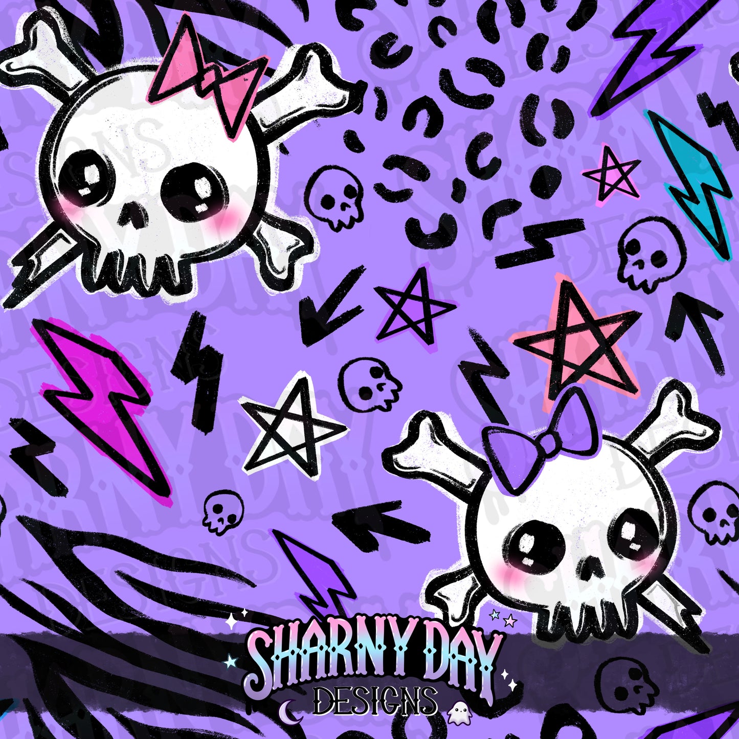 Punky Skulls Exclusive Seamless Pattern Design