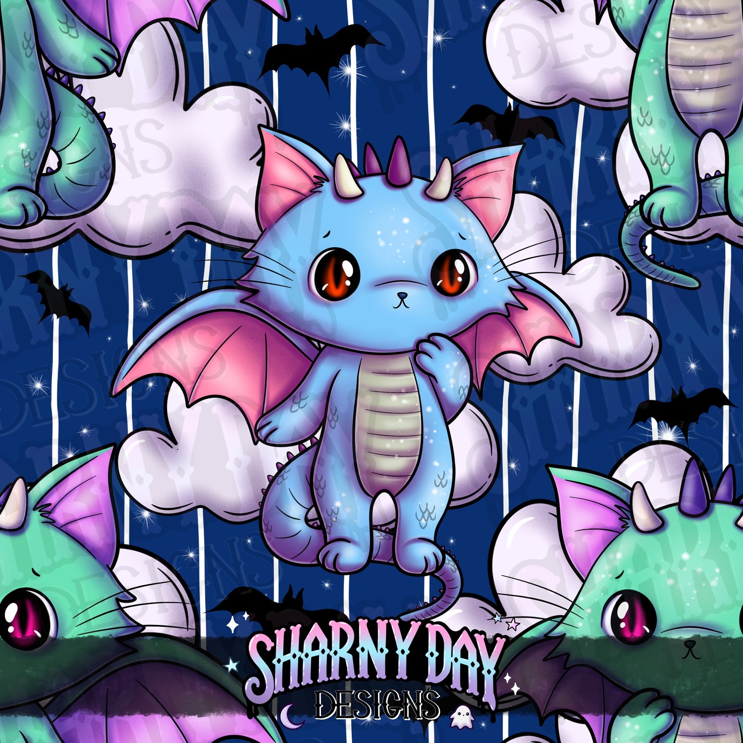 Dragon Kitty - Exclusive Seamless Pattern Design