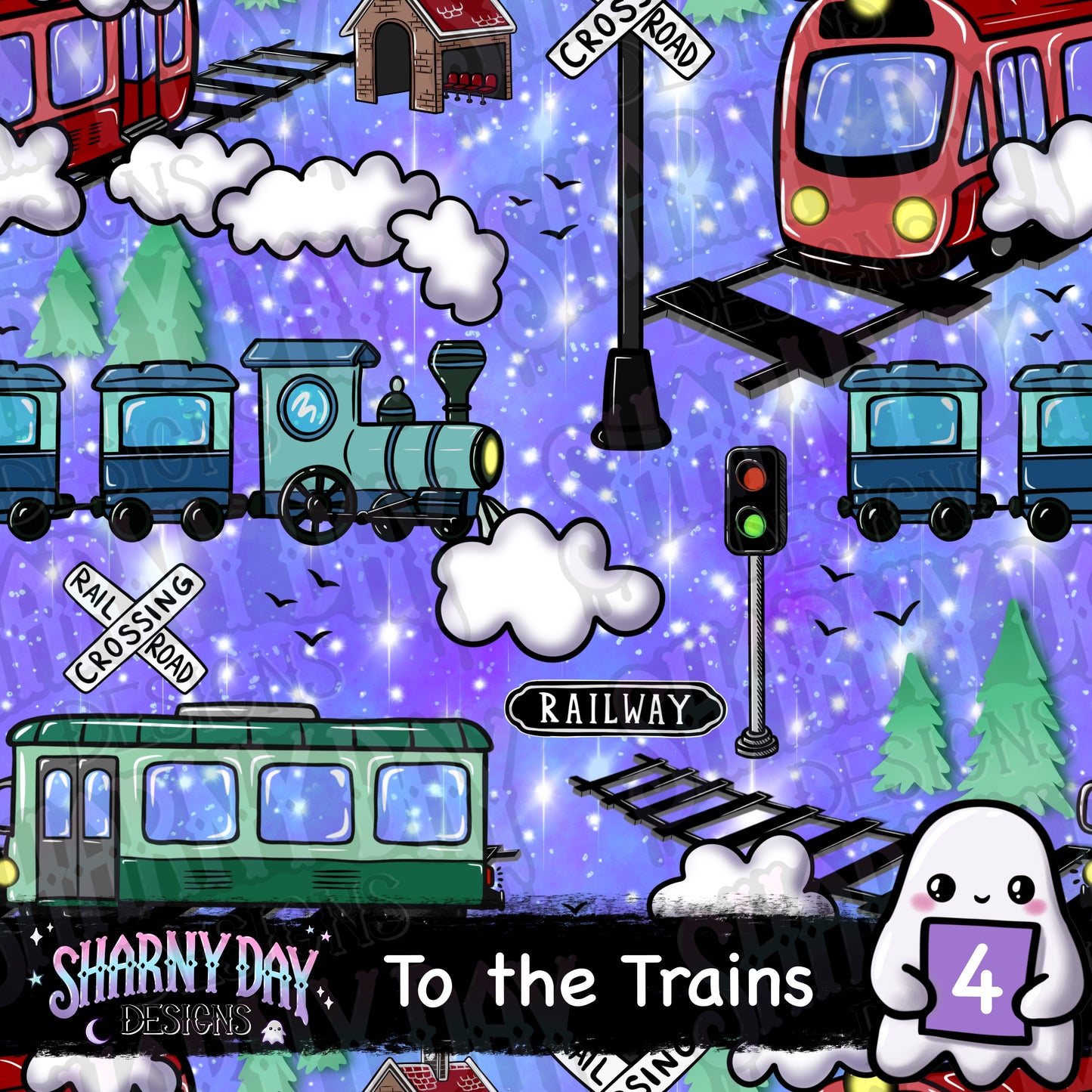 To the Trains Exclusive Seamless Pattern