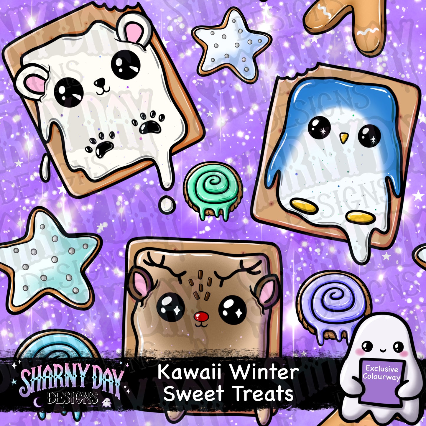 Kawaii Festive Sweet Treats Exclusive Seamless Pattern Desig