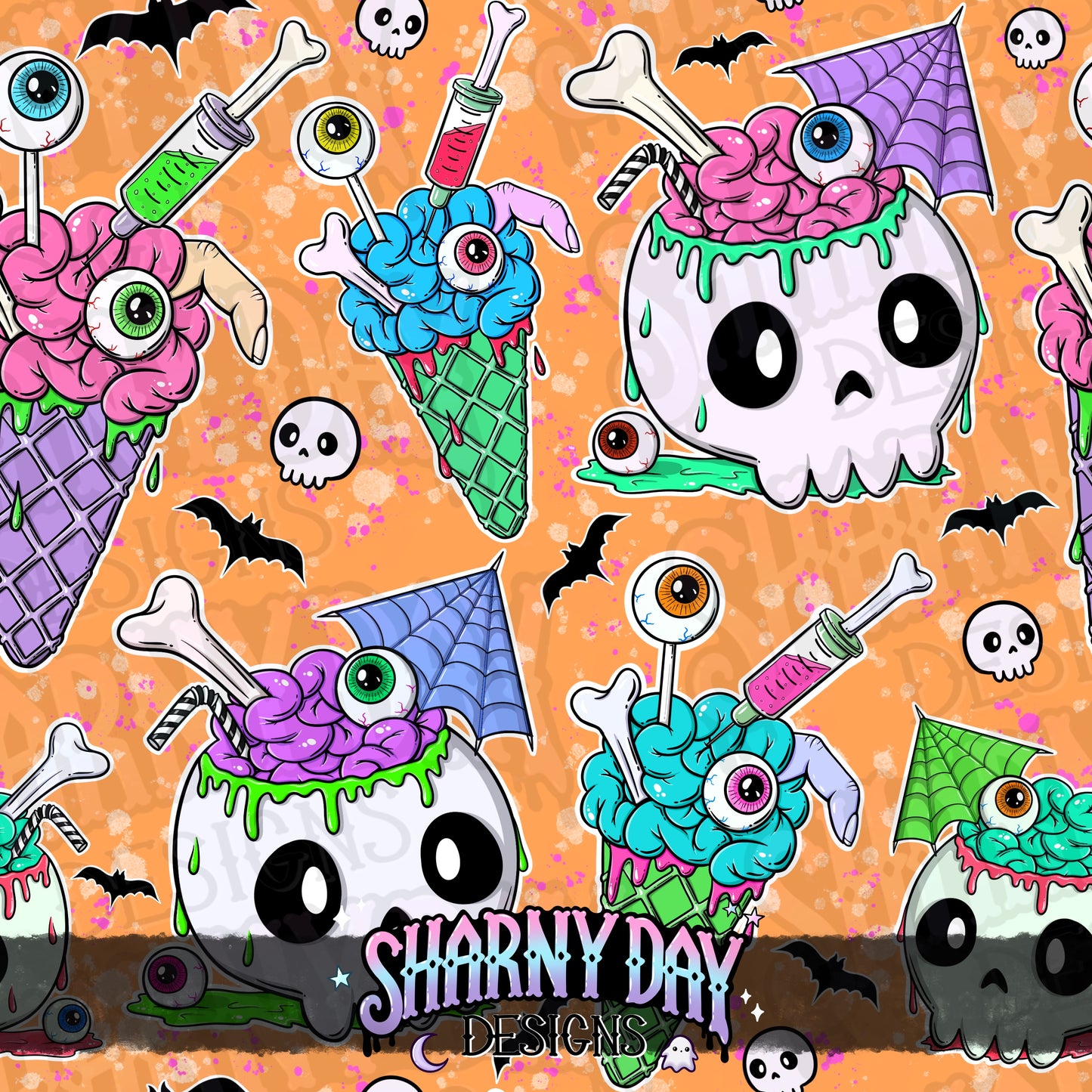 Zombie Sweet Treats Exclusive Seamless Pattern Design