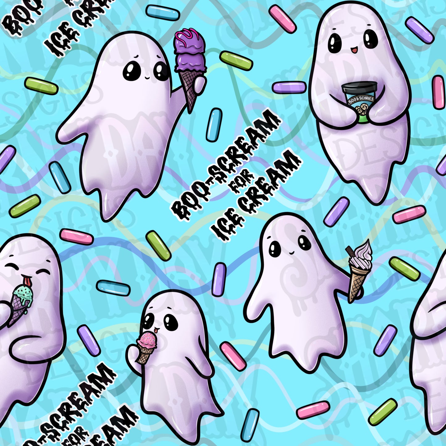 Boo-Scream for Ice Cream Exclusive Seamless Pattern Design