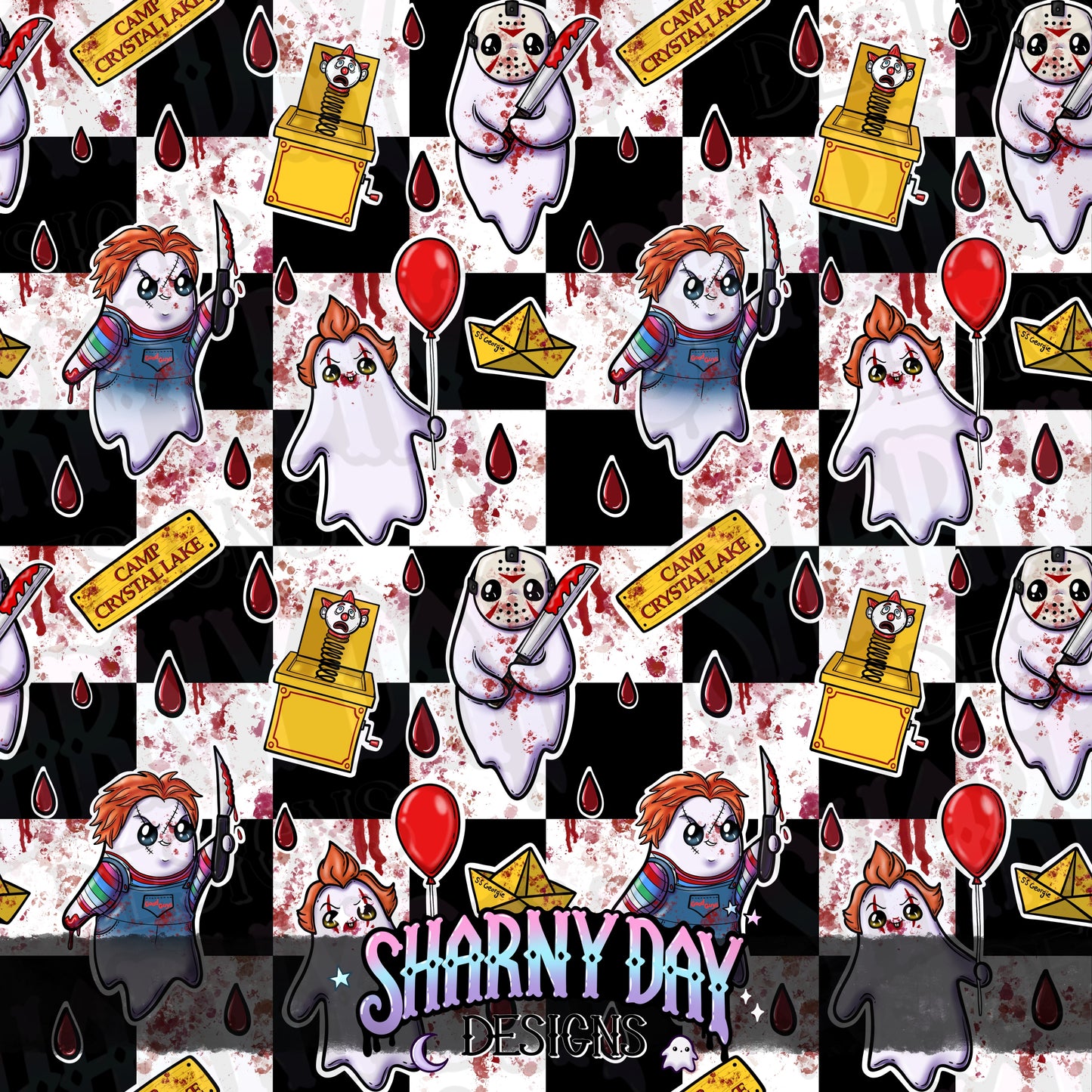 HEXTOBER - Horror Ghosties Exclusive Seamless Pattern Design