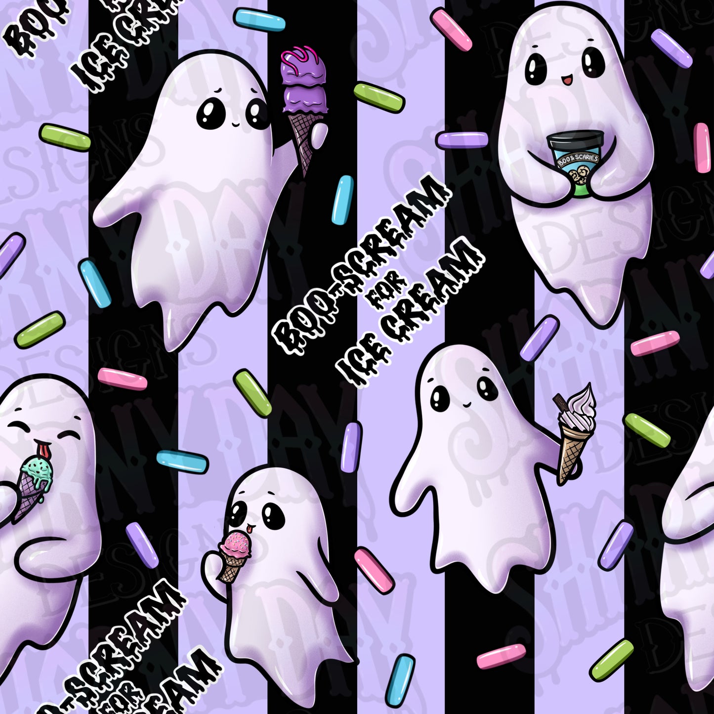 Boo-Scream for Ice Cream Exclusive Seamless Pattern Design