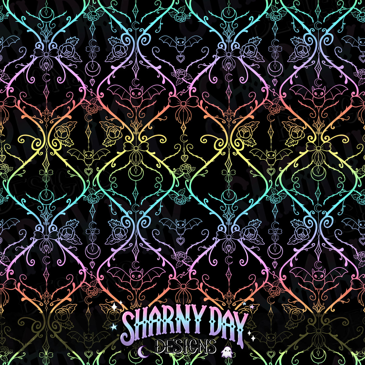 HEXTOBER - Gothic Bats and Bows (lattice) - non-exclusive Seamless Pattern Design