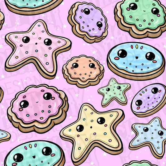 Kawaii Sugar Cookies Exclusive Seamless Pattern Design