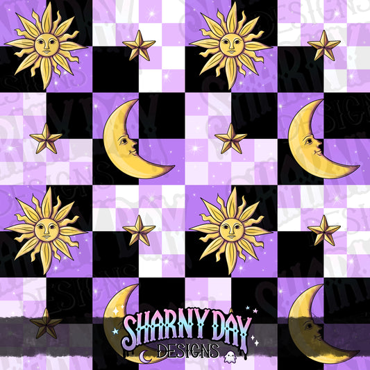 Sun & Moon Checks non-exclusive Seamless Pattern Design