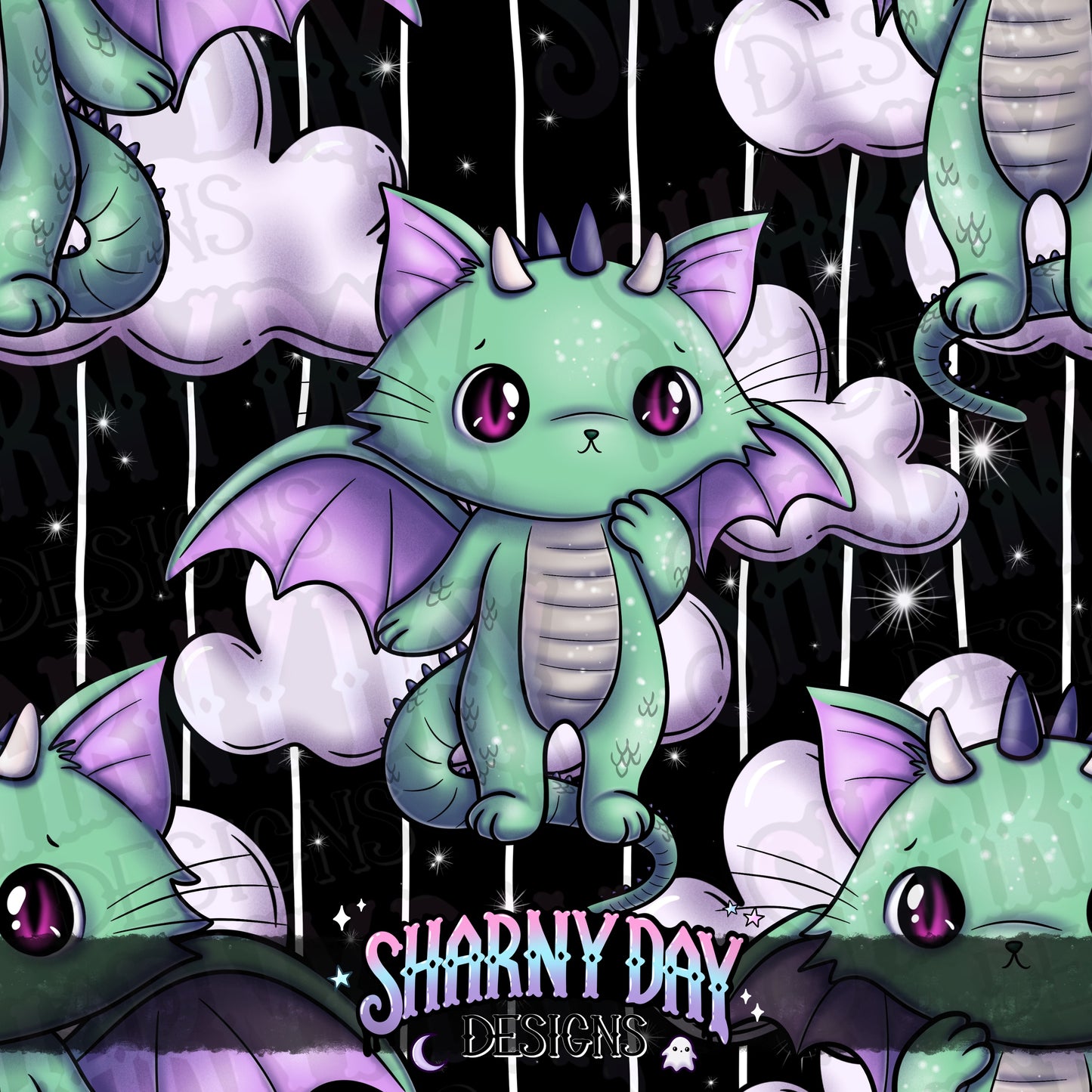 Dragon Kitty - Exclusive Seamless Pattern Design