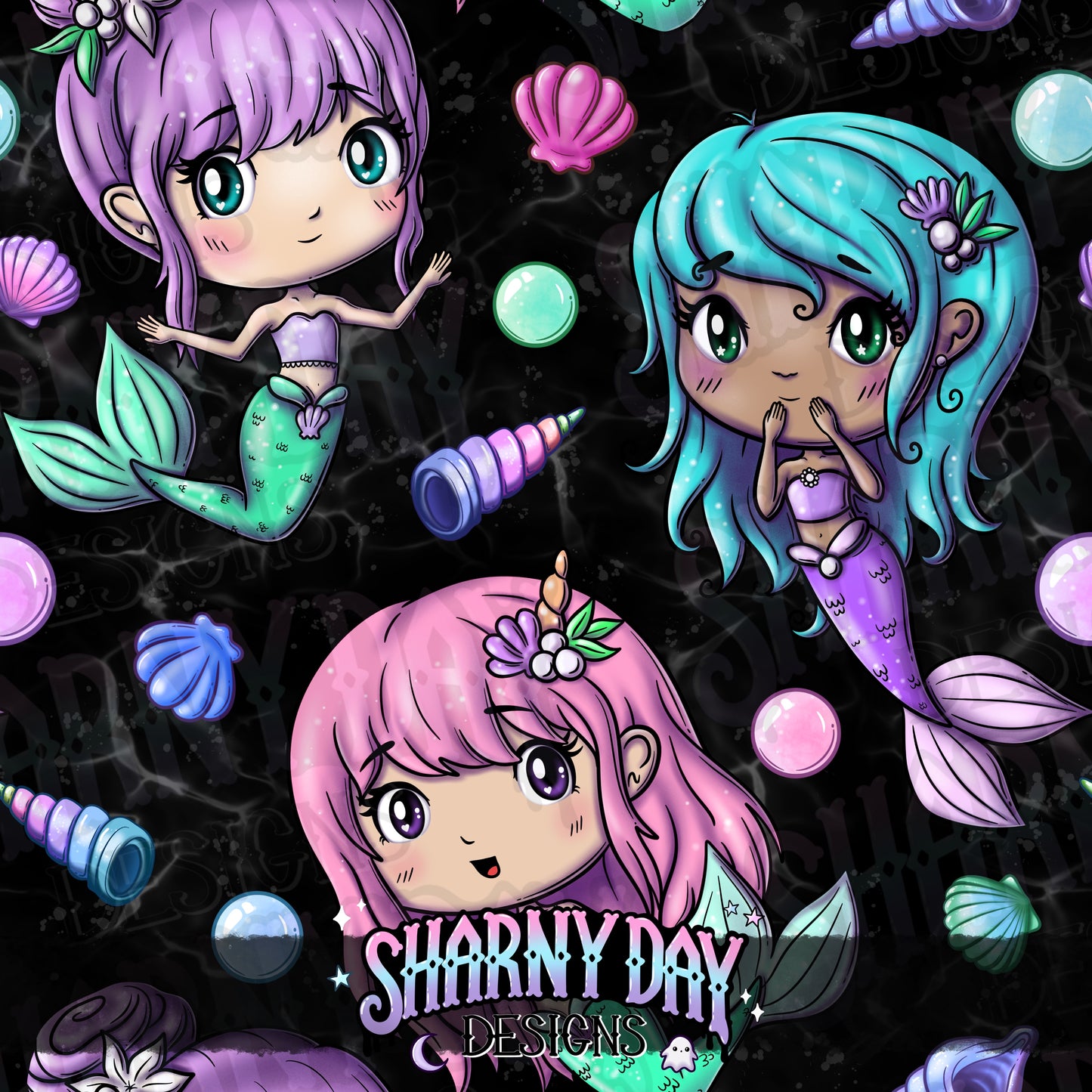 Kawaii Mermaid Friends - Exclusive Seamless Pattern Design