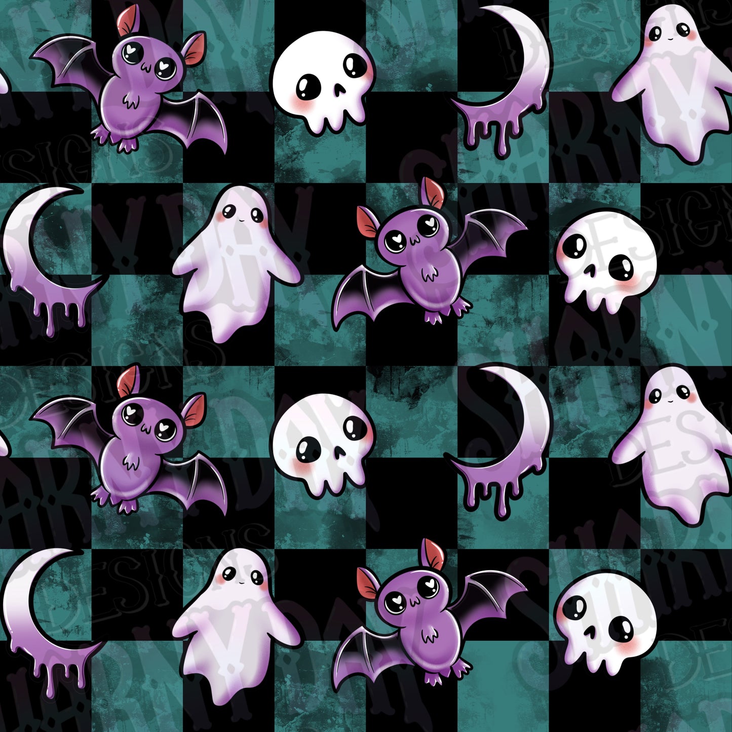 Spoopy Kawaii Motifs Non-exclusive Seamless Patterns - Bundle of 10 Coords