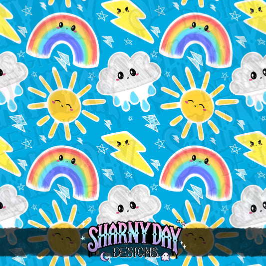 Kawaii Weather Motifs - Non-exclusive Seamless Pattern Design