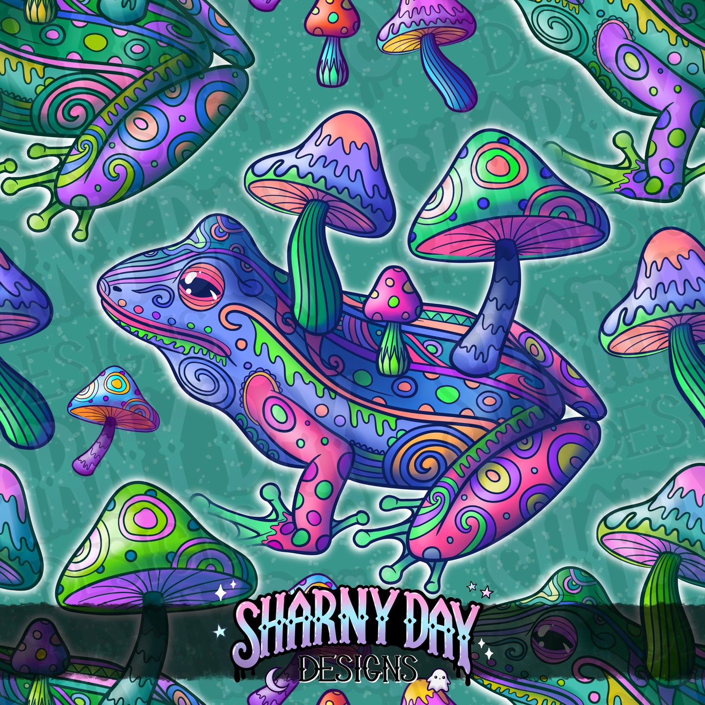 HEXTOBER - Psychedelic Frogs Exclusive Seamless Pattern Design