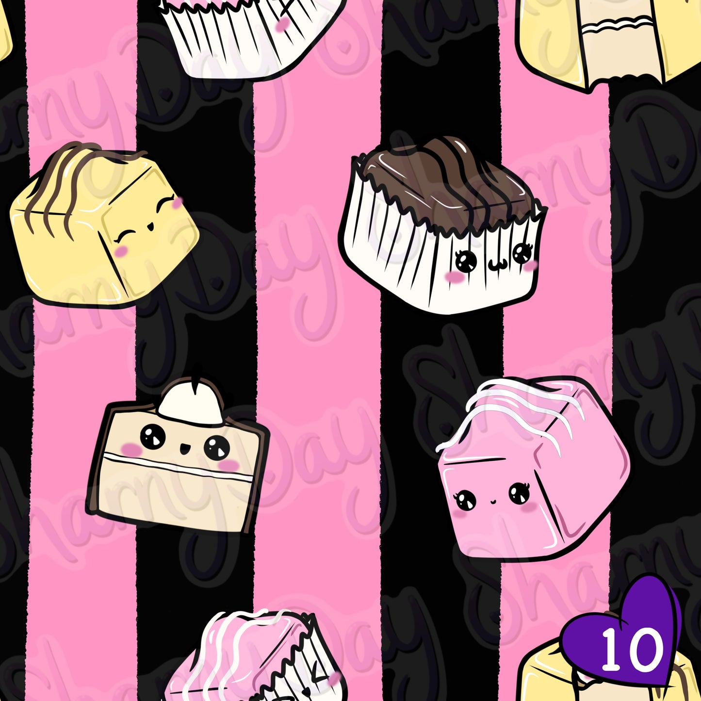 Kawaii Fondant Fancies Exclusive Seamless Pattern